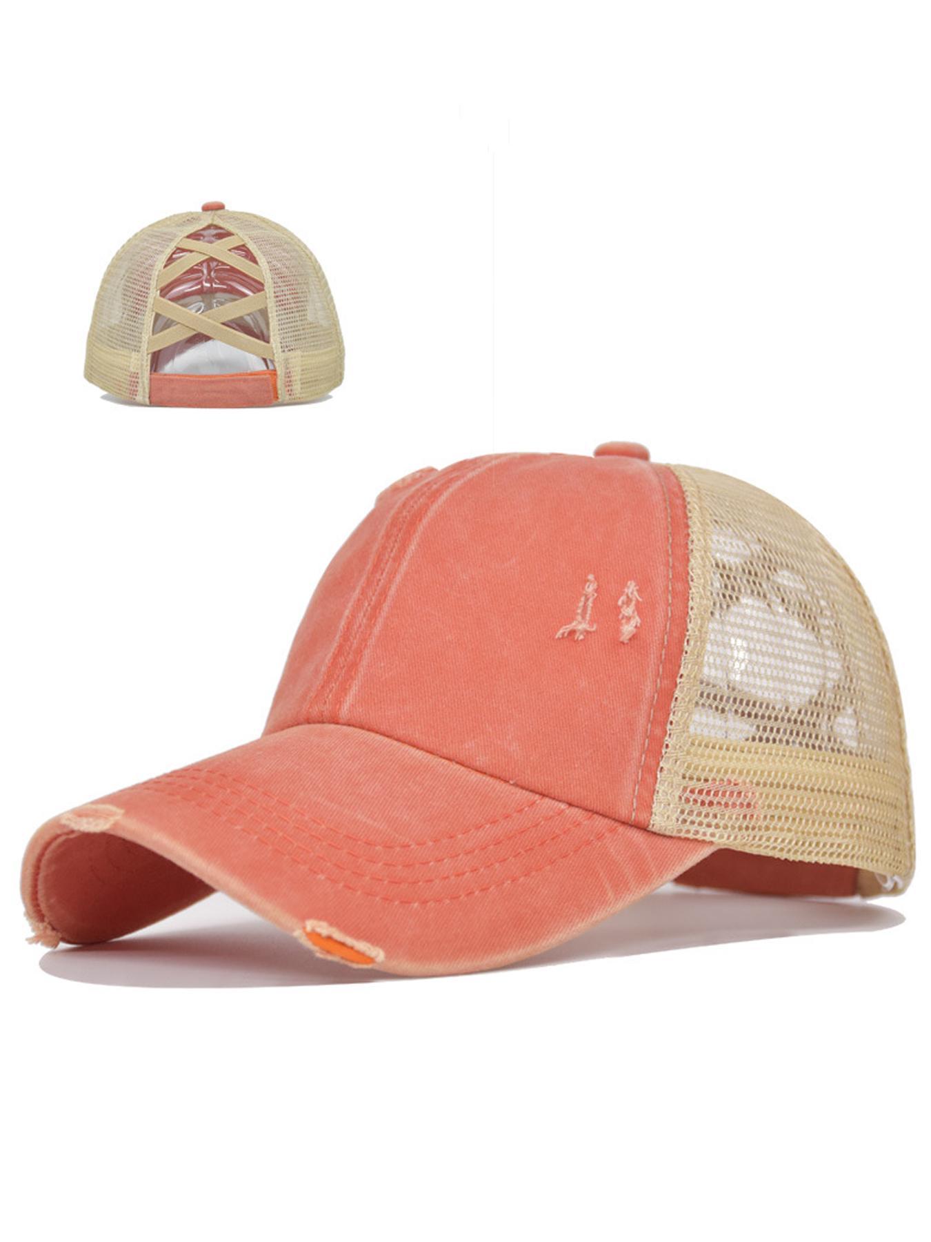 Women's Pony Hat, High Ponytail, Girls' Messy Bun Caps, Camouflage Bad Hair Day Adjustable Dad Hat, Stylish Trucker Hat.