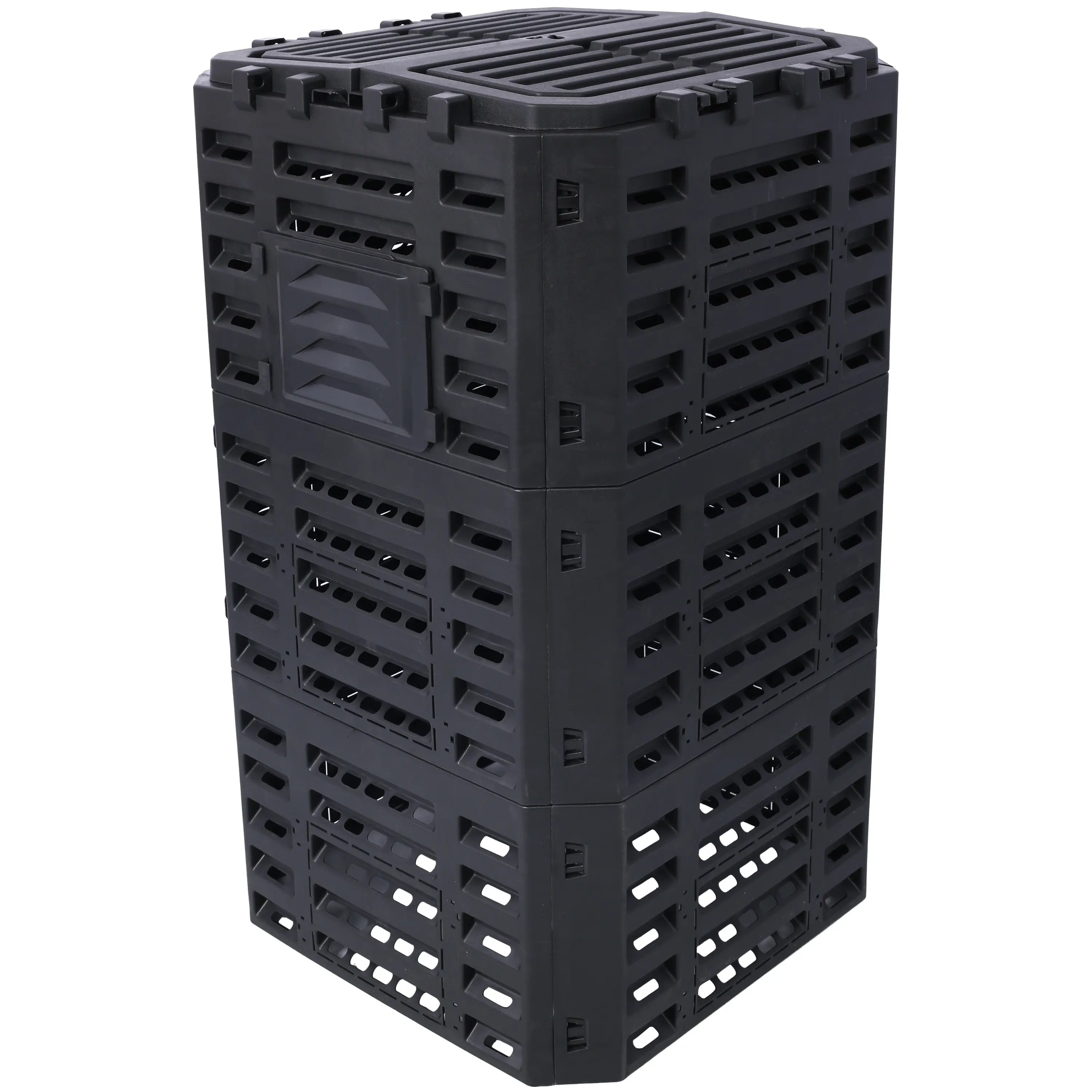Nokaa Garden Composter Bin 132 Gallon 500L Outdoor Compost Bin for Backyard, BPA-Free Recycled Plastic Black Compost Box with Lid, Easy Assembly, Aerating Compost Tumbler for Kitchen Waste, Create Fertile Soil for Gardening, Lightweight Single Box