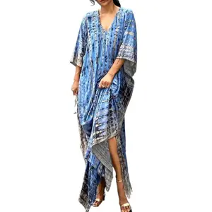 Summer tie-dye beach maxi dress, full of classic bohemian charm, comfortable fit that suits all body types, perfect creating a romantic atmosphere in everyday wear or on vacation