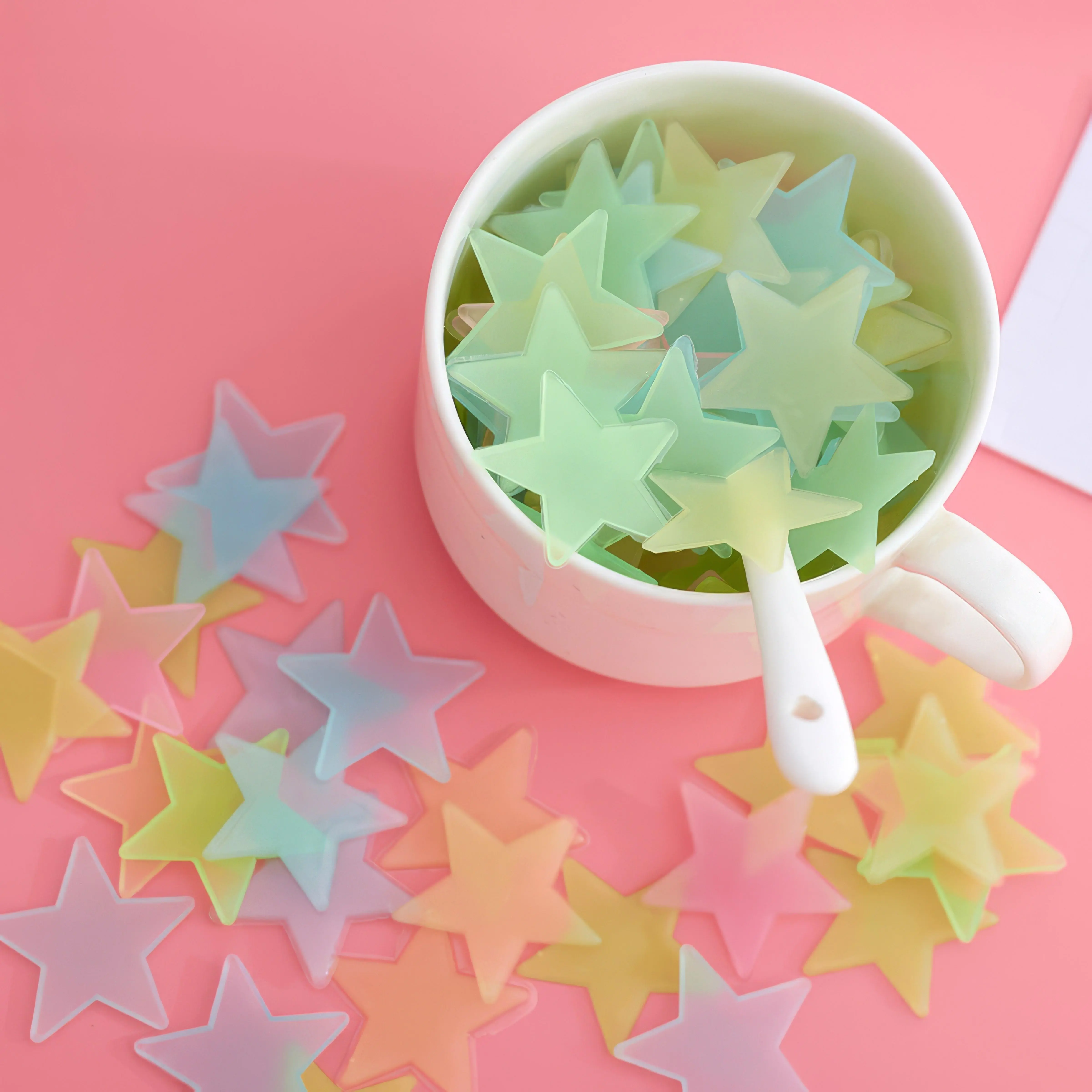 100-Piece Multicolor Small Star Wall Stickers – Self-Adhesive Luminous Glow-in-the-Dark Décor for Bedroom Walls and Ceilings