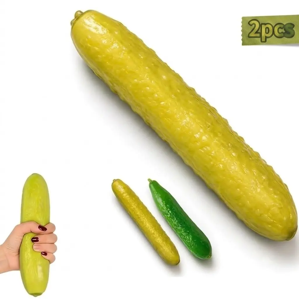 2pcs Giant Pickle Slow-Rebound Squeezable Toy, 11-inch Giant Cucumber Stress Relief Toy, Adult Slow-Rebound Fingertip Toy, Elastic Sensory Soothing Novelty Toy, Realistic and Fun Desktop Ornament, Suitable for Office and Home