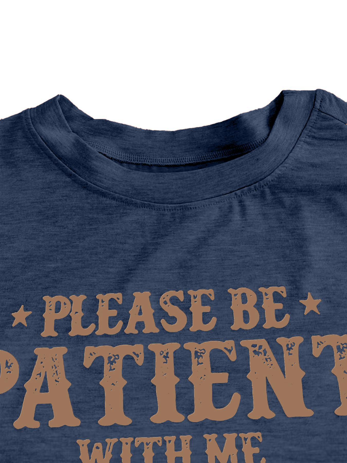 【Plus Size】 Letter Print Round Neck Tee, Casual Short Sleeve T-shirt for Summer, Women's Clothing for Daily Wear, Womenswear