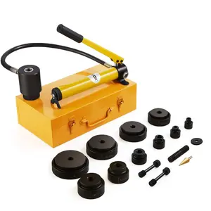 VEVOR 10 Ton Hydraulic Knockout Punch Kit, 1/2 to 2 Conduit Hole Cutter Set, KO Tool Kits with Puncher 6 Piece, Metal Sheet Driver Tools, For Aluminum, Brass, Stainless Steel, Fiberglass and Plastic