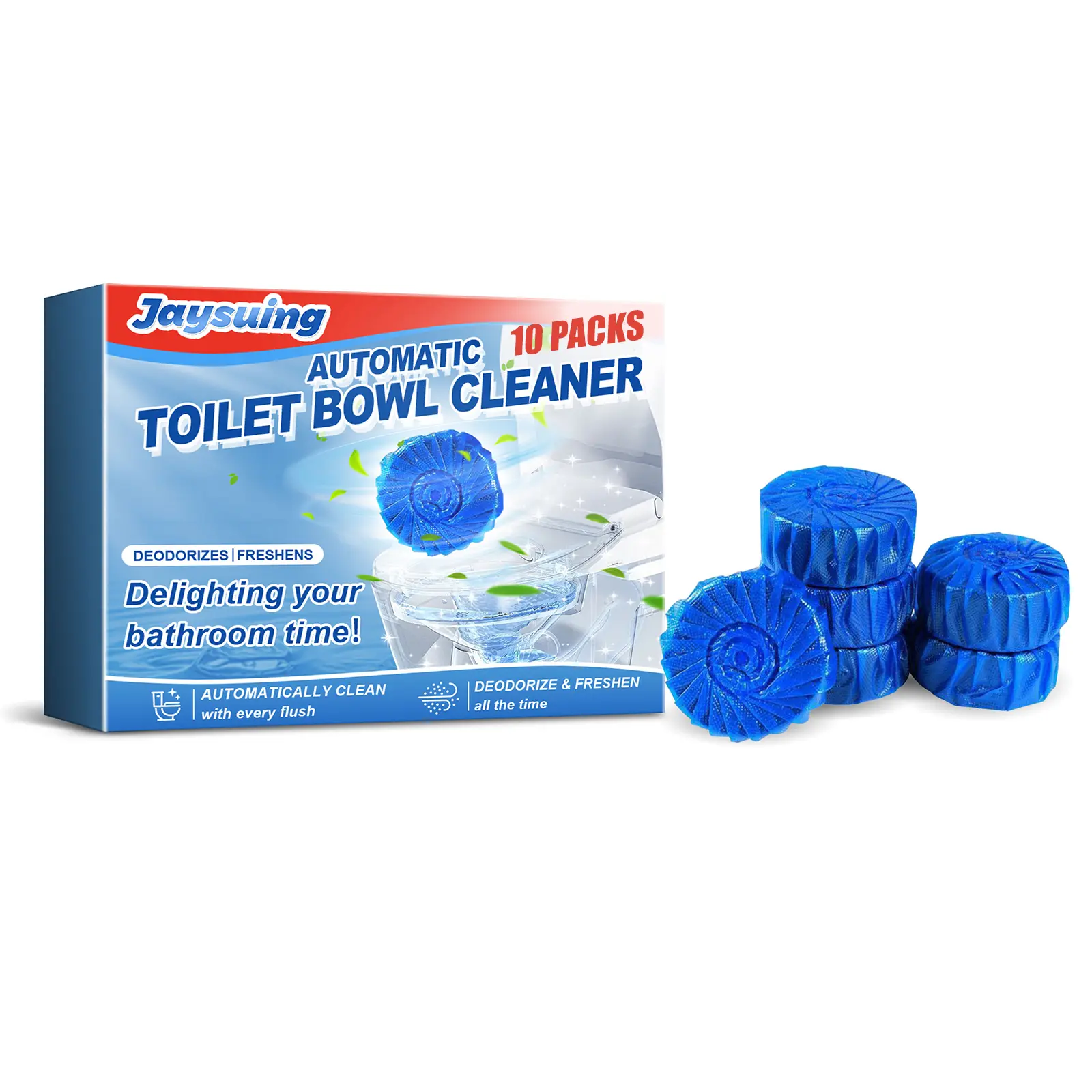Jaysuing Citric Acid Effervescent Blue Bubble Toilet Cleaner Blocks - 15-20 Days Long-Lasting Household Limescale Remover, Odor Eliminator, Hard Water Stain Remover
