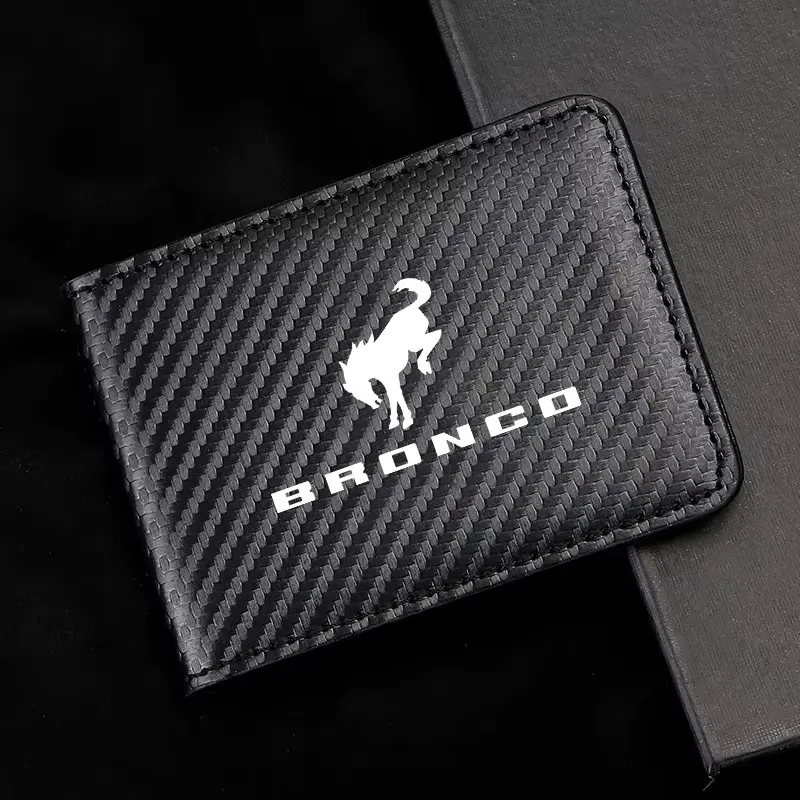 Carbon Fiber Texture License Plate Durable Wallet for Bronco, Holds Driver's License, ID Card, Bank Cards, Cash, Practical Car Gift for Enthusiasts