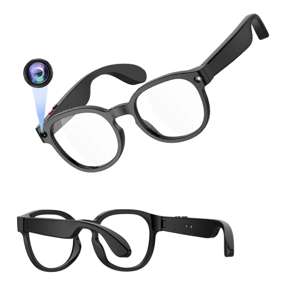 Bluetooth AI Glasses, Smart Glasses with Camera, 2MP Anti-Shake Camera, Video Recording,Hands-free Bluetooth Calling,AI Translation ,AI Object Recognition, 3 Lens Total (Sunglasses +Anti Blue Lens+Gradient), Smart Wireless Glasses