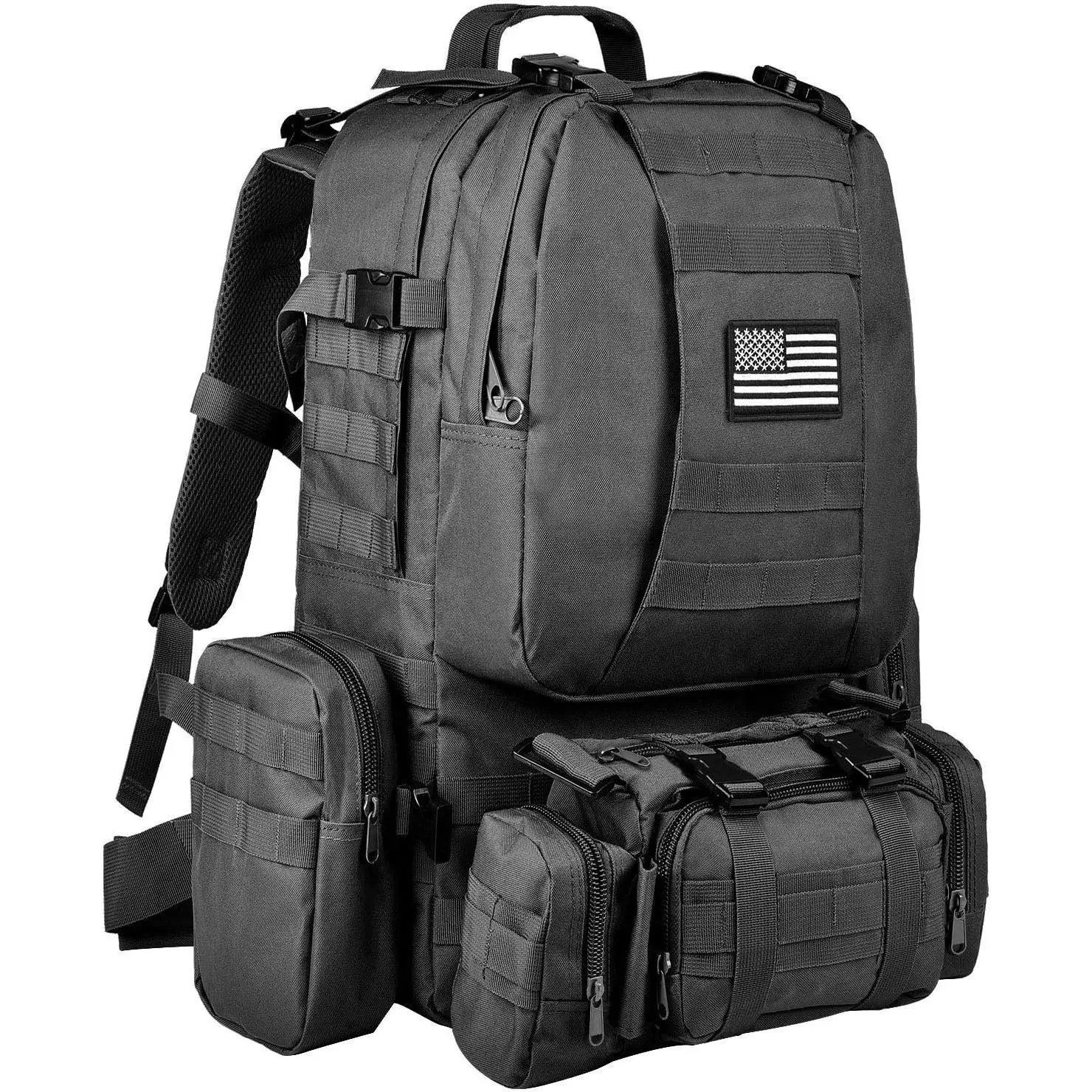 Tactical Backpack Military Army Rucksack 60L Large Assault Pack Detachable Molle Bag