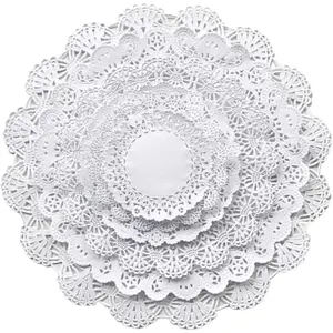 White Round paper Lace Table Doilies 4 5 6 8 10 and 12 inches Assorted Sizes (Variety pack of 120-20 of each)