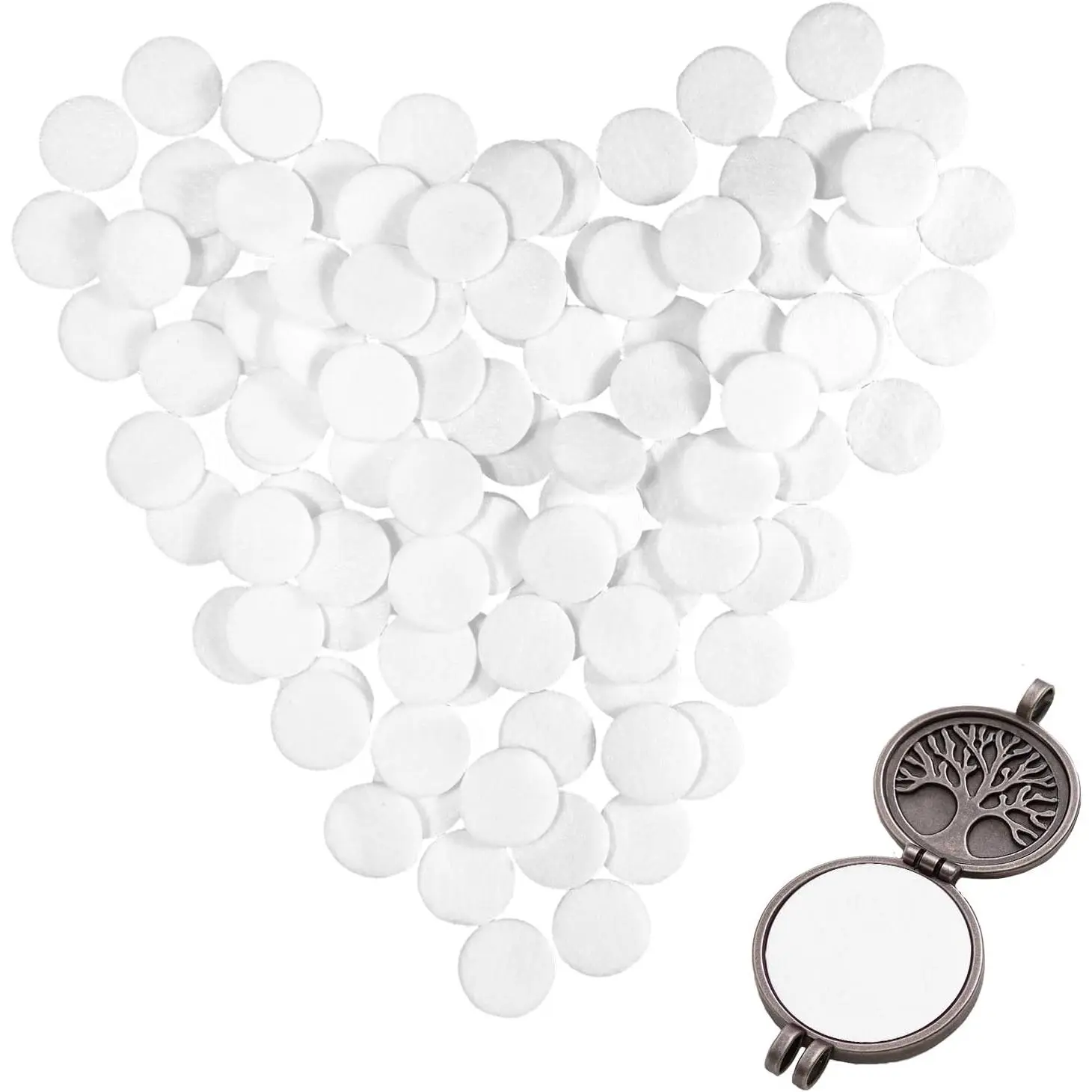 100 count Round  Pad, 0.88in White Round Essential Oil Pads  Pad 2.25cm  Refill Pads for Essential Oil Diffuser Necklace Humidifier