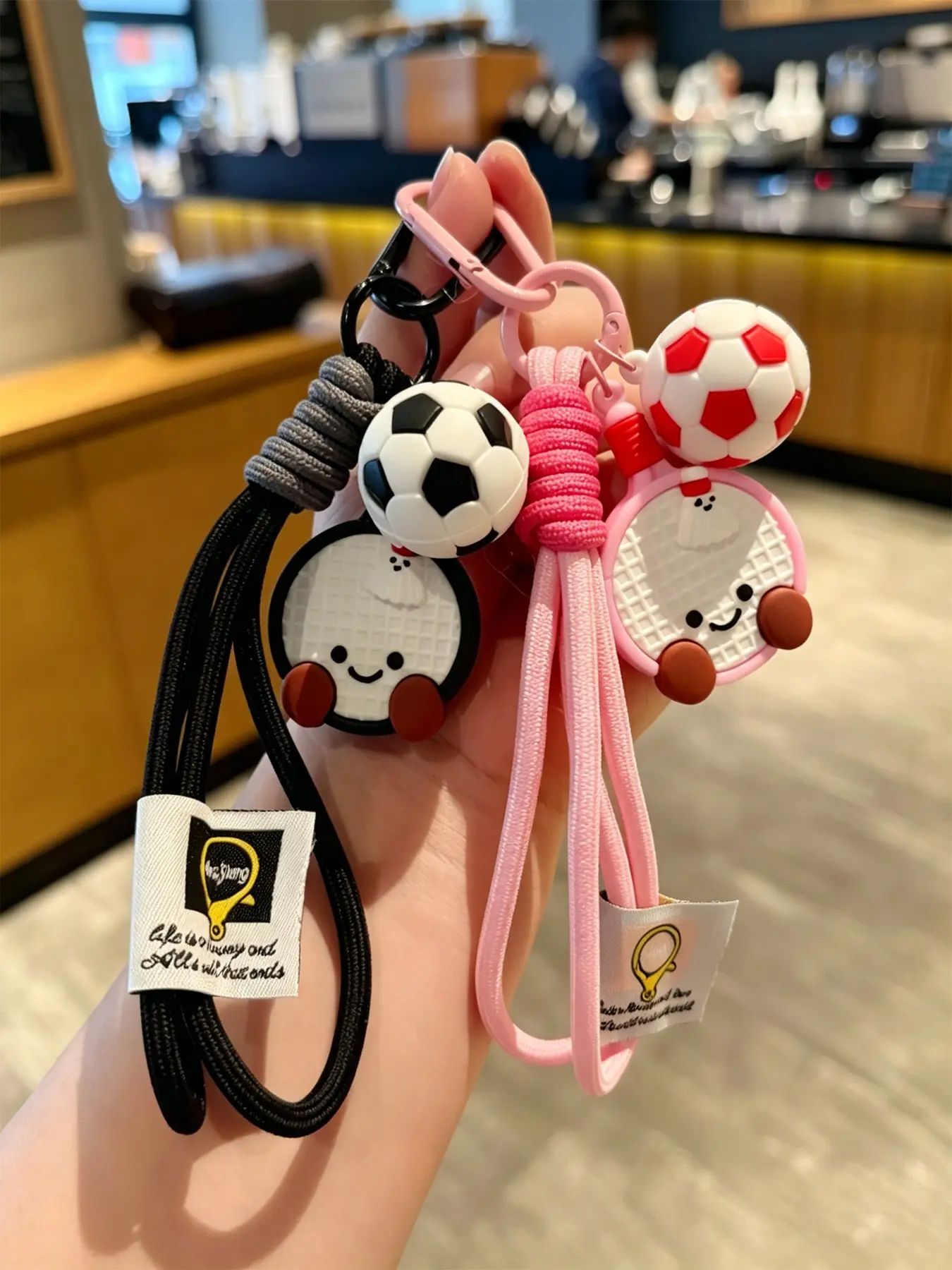 Color D-shape Carabiner Kawaii Sport Keychain, Cartoon Badminton Soccer Charm Braided Lanyard Prevent Key Loss, For School Sports Commute Canvas Backpack Cute Practical Accessory
