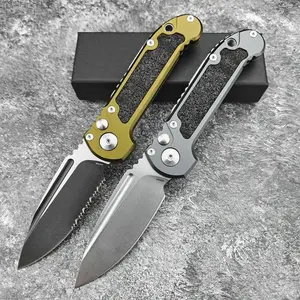 MICR Gen III Portable  Multifunctional , Made with Durable D2 Steel, Anti-slip Sturdy Aluminum Handle, One-hand Operated with Pocket Clip, Versatile Gear for Camping and Daily Carry, Ideal Birthday Gift sharp edc folding knife non-slip kitchen Outdoor