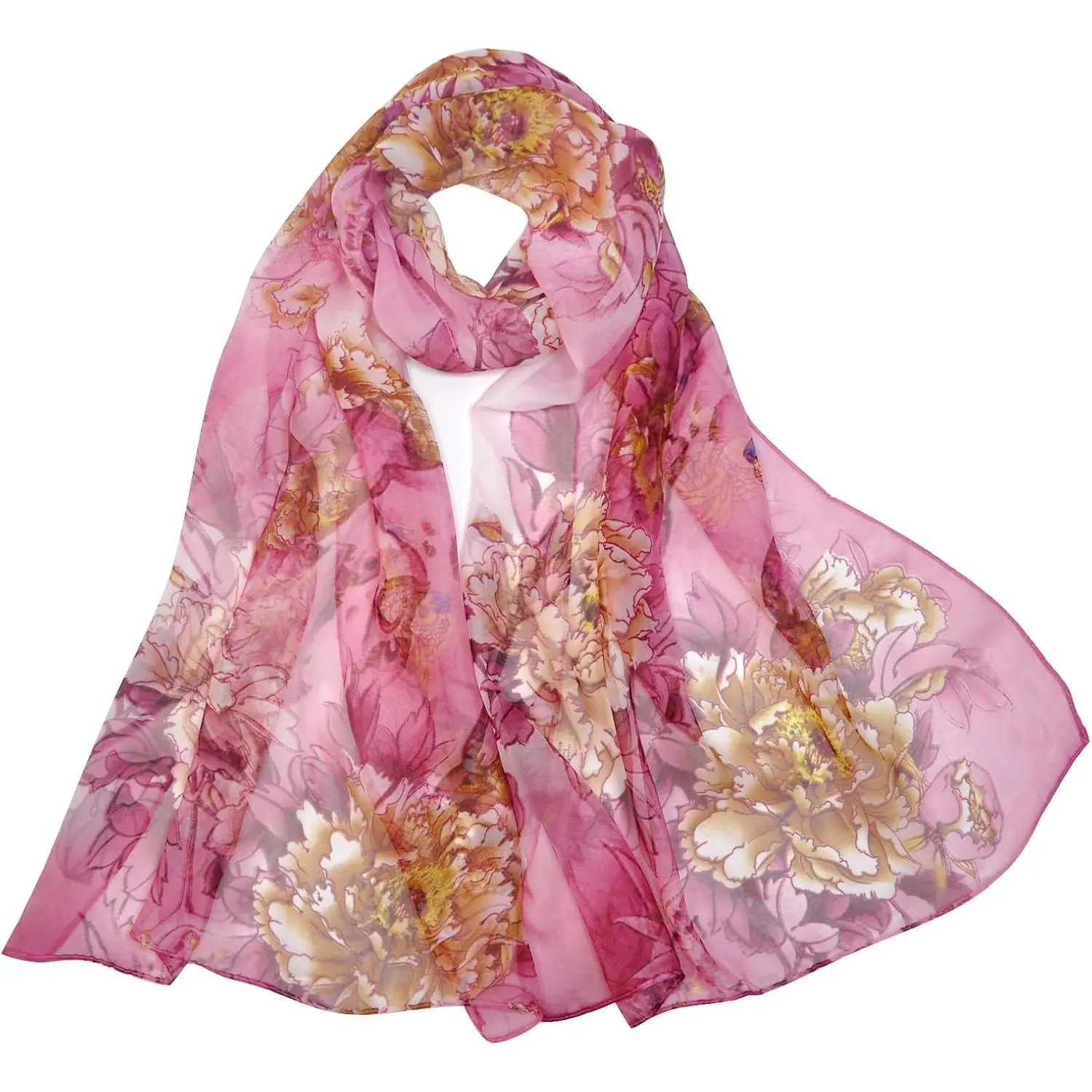 Women's All-Seasons Long Length Synthetic Fiber Fashion Scarf - Floral Printed Wrap Shawl, Lightweight Female Scarf for Spring, Summer, Fall, Winter, Rainbow Bandana, Casual Wear