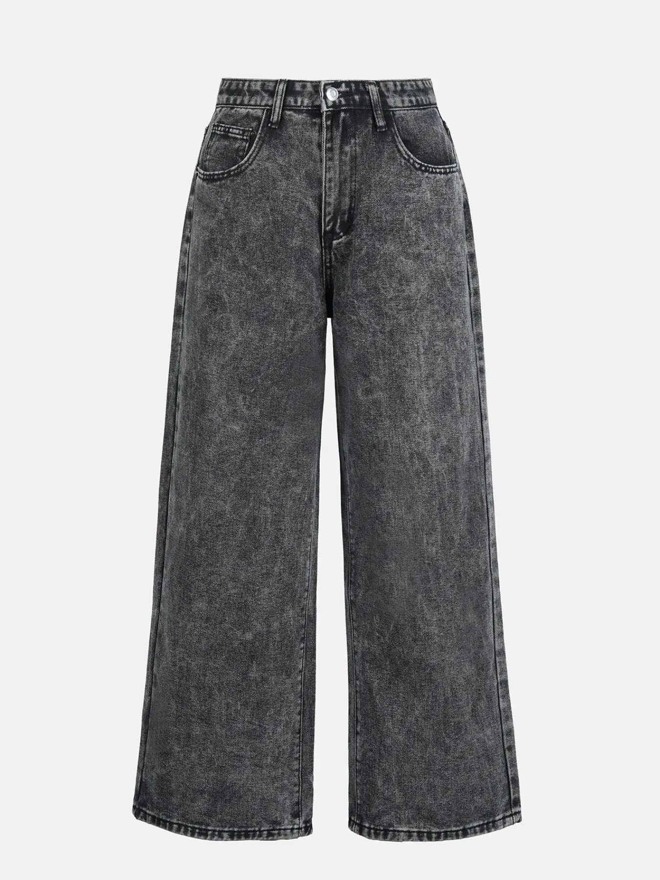 PETITE Women's Casual Loose Fit Wide Leg Denim Jeans , Retro Style, Loose-Fitting, Zipper Fly, All Seasons, Natural Waist, Long/regular Length