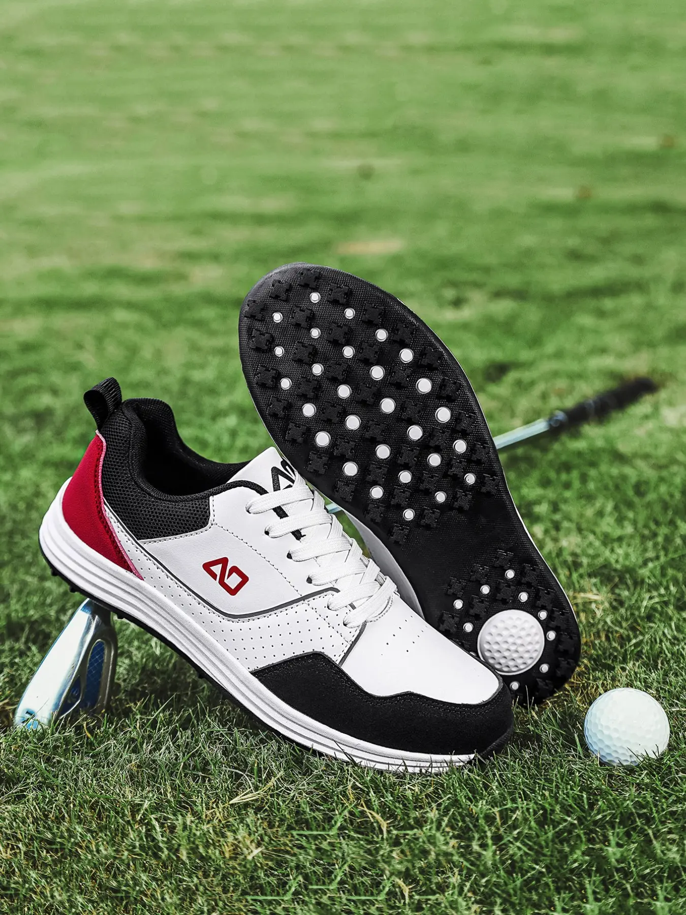 Men's Golf Shoes 2026 New Design, All-Season Low Top Round Toe, Anti-Slip Durable, PU Leather, Waterproof Oil-Resistant, Size 46, Comfortable Sports Shoes