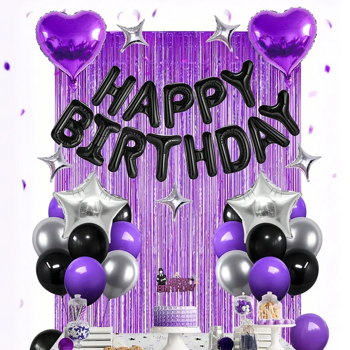 Birthday Theme Happy Birthday Letter Balloon Set with Heart Aluminum Foil Balloons, Perfect for Birthday Party Decorations