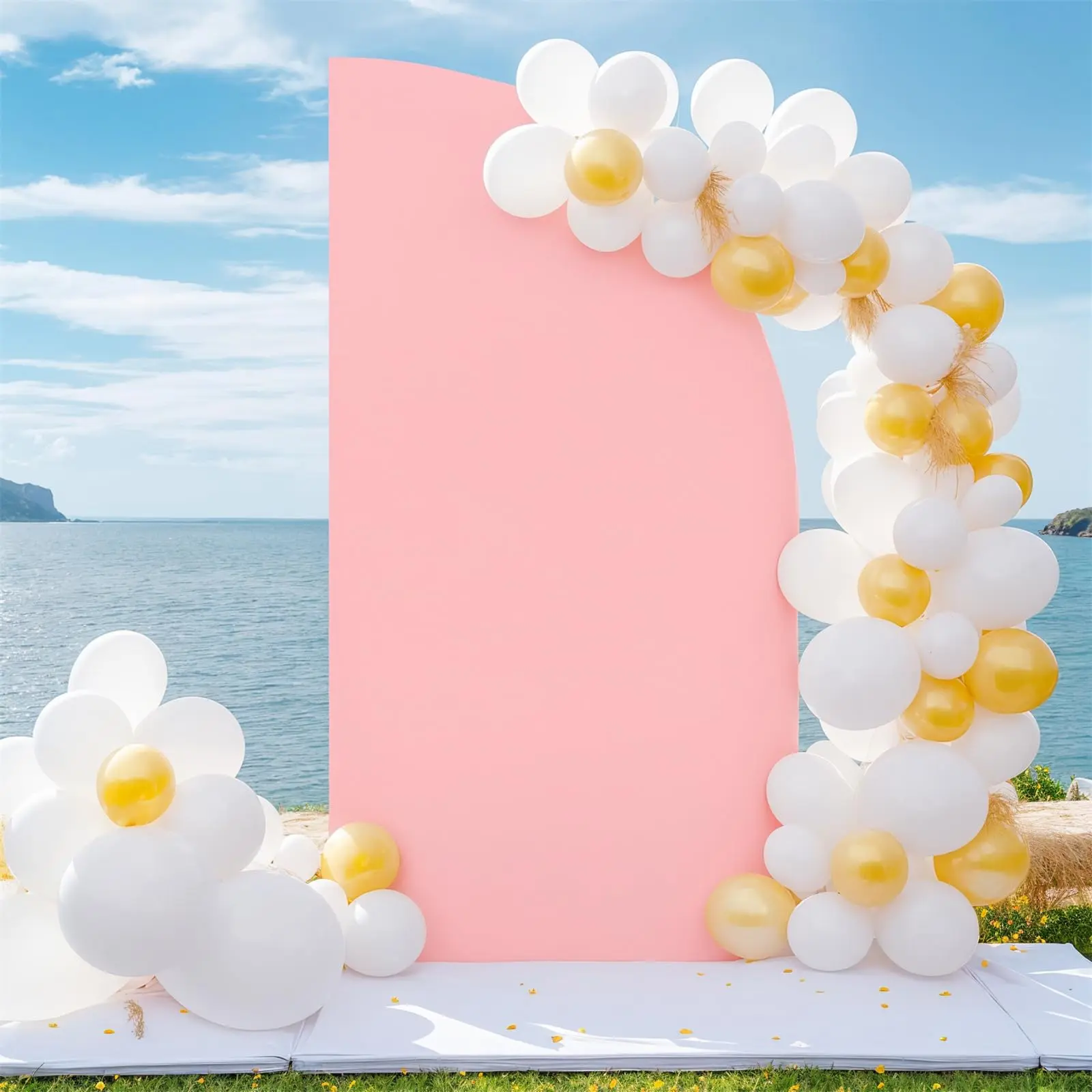 Double-Sided Spandex Half Moon Arch Backdrop Stand Set – 6ft Professional Studio Display – Elastic, Reusable, Easy Fit – Ideal for Weddings, Birthdays, Engagements – Covers Only