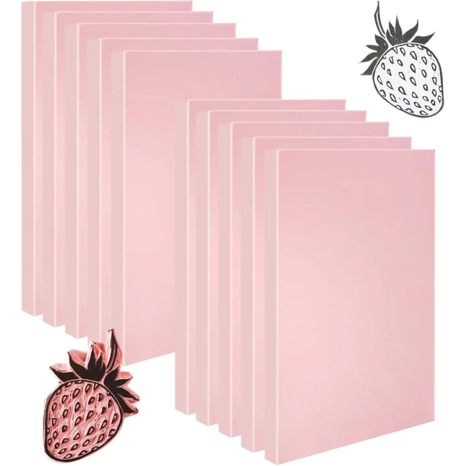 4"x6" Pink Soft Rubber Carving Linoleum Blocks for Stamp Maker Printmaking Supplies 10 Pack