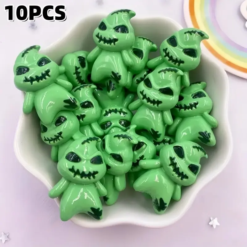10 Ghost Resin Round Stones, Flat Base Gem Statues, Ideal for DIY Jewelry, Scrapbooking, Halloween Crafts, Creative Handicrafts, Jewelry Making