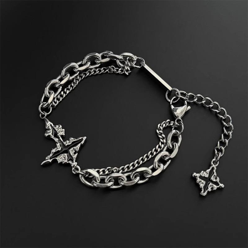 Premium sense dark chain cross bracelet men's versatile niche design titanium steel boys