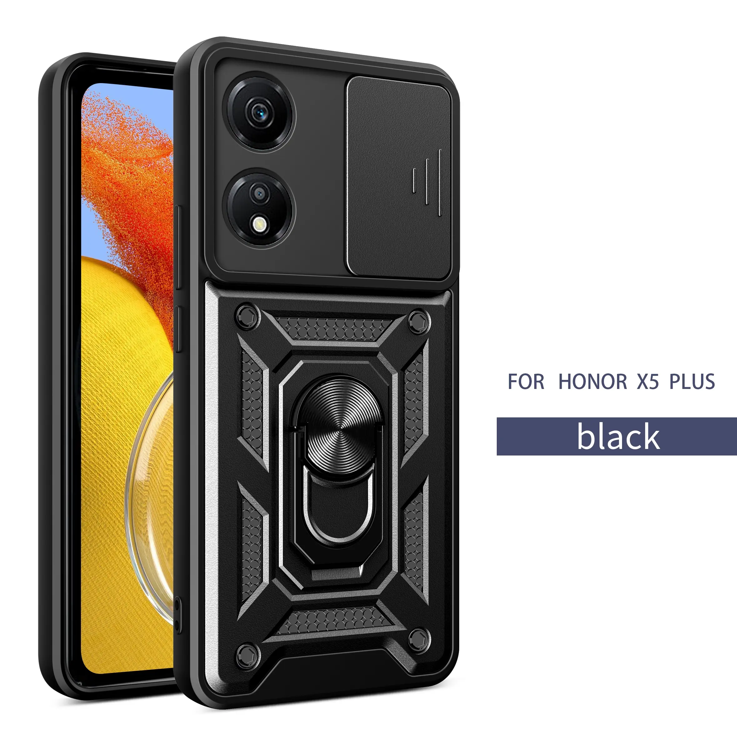 Case for Honor X5 Plus 4g/Honor Play 40 5g with Ring Stand, Adjustable Multi-Angle, Anti-Slip, Dust-Proof, Scratch-Resistant Lens Cover, Shockproof for Honor X5 Plus 4g/Honor Play 40 5g Case Shockproof Casing