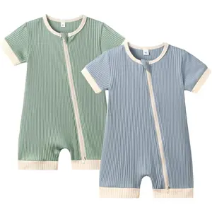 Unisex Baby Boy Girl 2/3 Pack Rompers Short Sleeve 2 Way Zipper One Piece Jumpsuits Clothes Sets(Gift)
