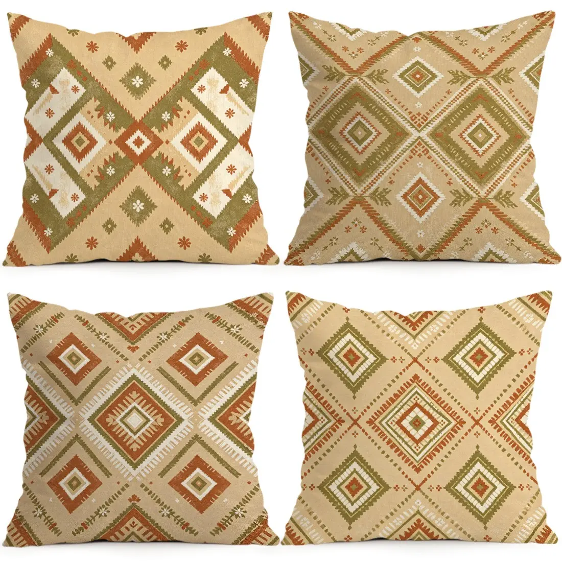 4pcs Bohemian Geometric Pattern Pillow Covers, Single-Sided Print, Living Room Bedroom Home Decor, All-Season Pillow Covers, No Insert Included