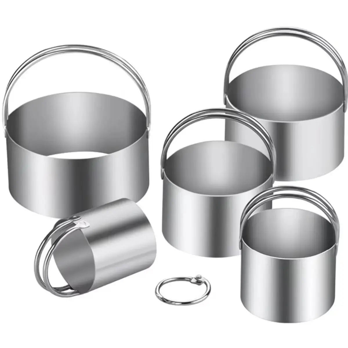 5 Pieces Cookie Cutters Round Cutters Stainless Steel Biscuit Cutter with Handle in Graduated Sizes Round Shape Molds for Baking Pastry Doughnut