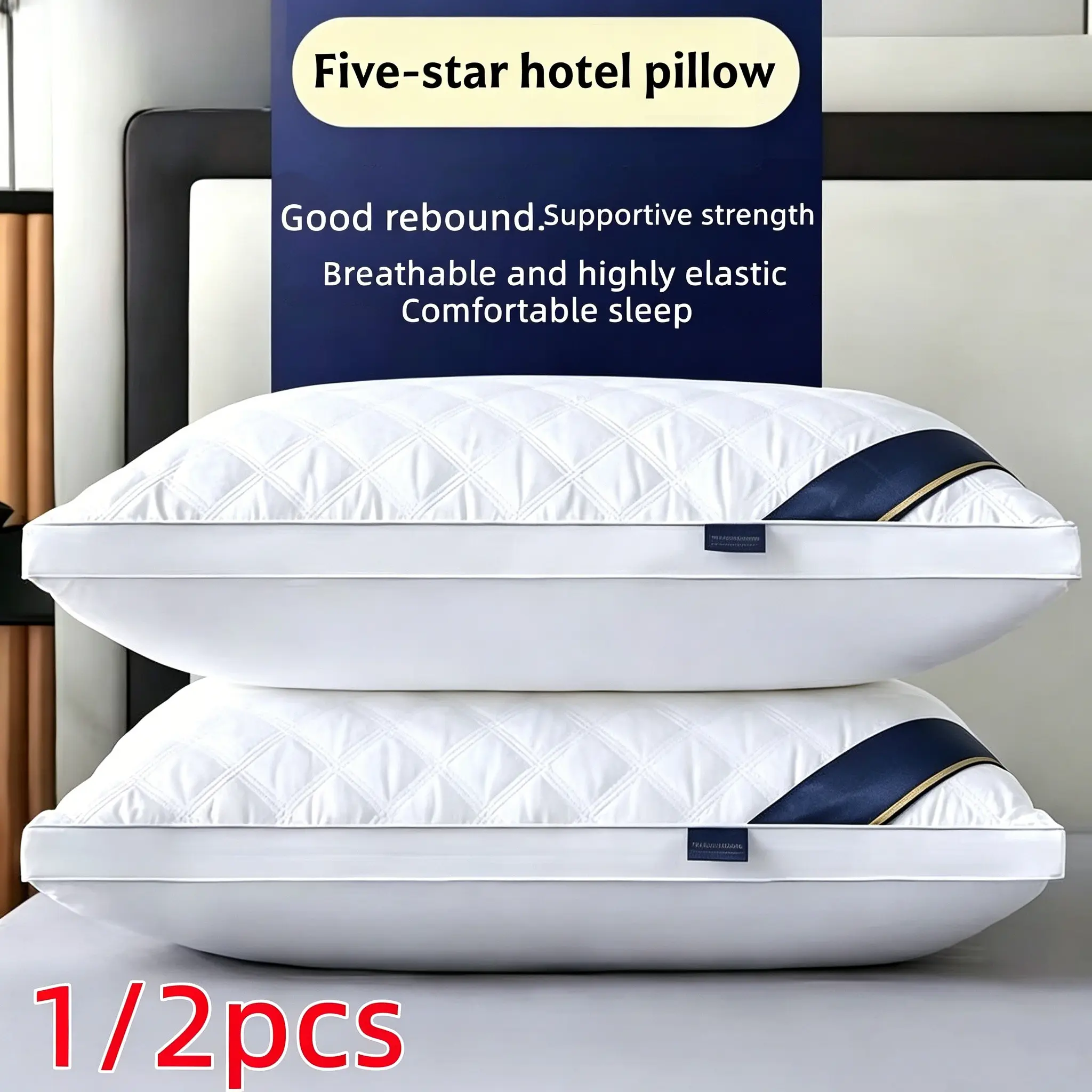 1/2 Piece Neck Pillow for Sleep, Polyester Fiber Contour Pillow for Back and Side Sleeping, 29 X 19 Inches, Comfortable Sleep Support