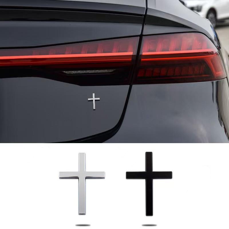 [2COUNTS]Car Metal Stickers 3D Three-Dimensional CrossStickers Personalized Body Decoration Labels ScratchResistant Rear Side Decals