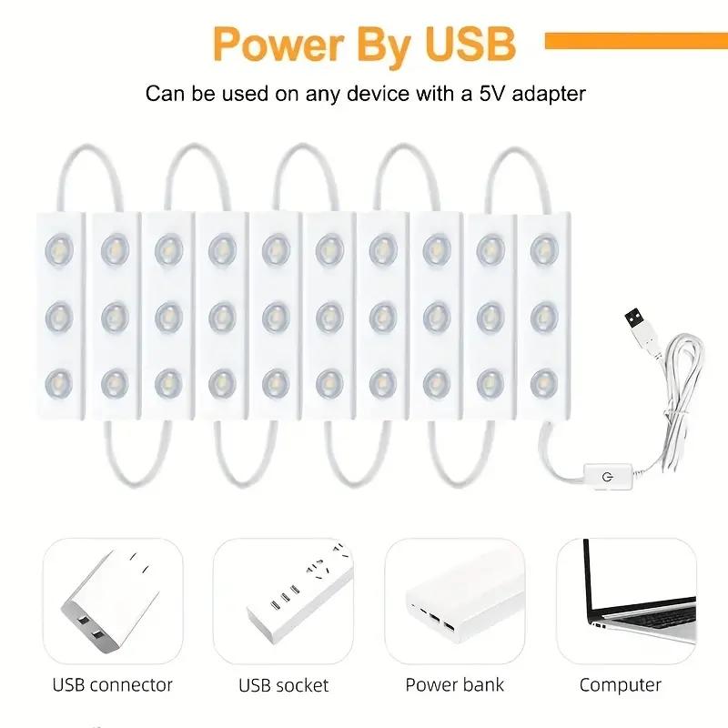 USB Powered Touch Sensor Makeup Mirror Light, Dimmable 42 LED Floor Mirror Light Strip, LED Light for Bathroom, Bedroom, Dressing Room