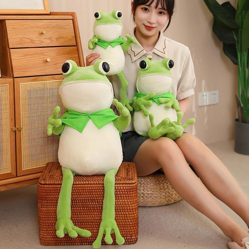 45/60/80CM Kawaii Cloak Frog Plush Toy Soft Stuffed Animal Lovely Hat Big Eyes Anime Doll Hug Pillow Birthday Xmas Gifts