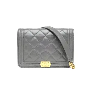 Pre-owned CHANEL Leboy Mini 15cm Grey Grained Calfskin P206233452