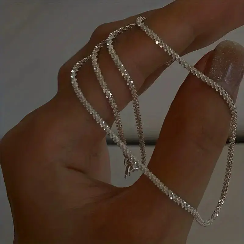 925 Sterling Silver Long 2MM String Chain Necklace, 40-75cm/16-30 Inch - Elegant Unisex Casual Daily Streetwear Jewelry Gift for Adults, 55Cm 22Inches, Fashion