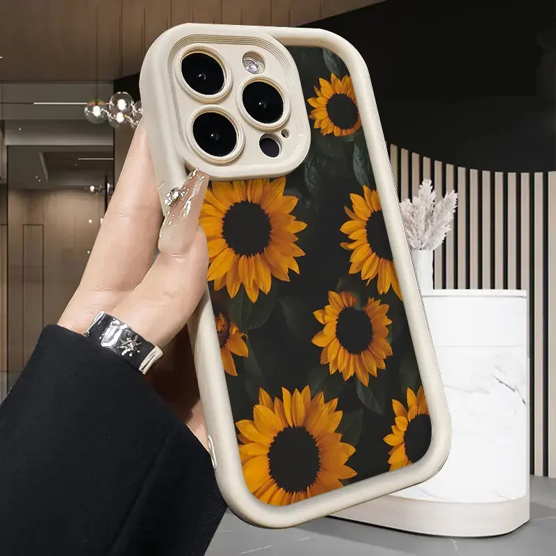Sunflower Field iPhone Case for 17 Air 16 16e 15 14 13 12 11 Pro Max Plus X XS Rugged Durable Shockproof Anti-Scratch Soft Silicone Protection