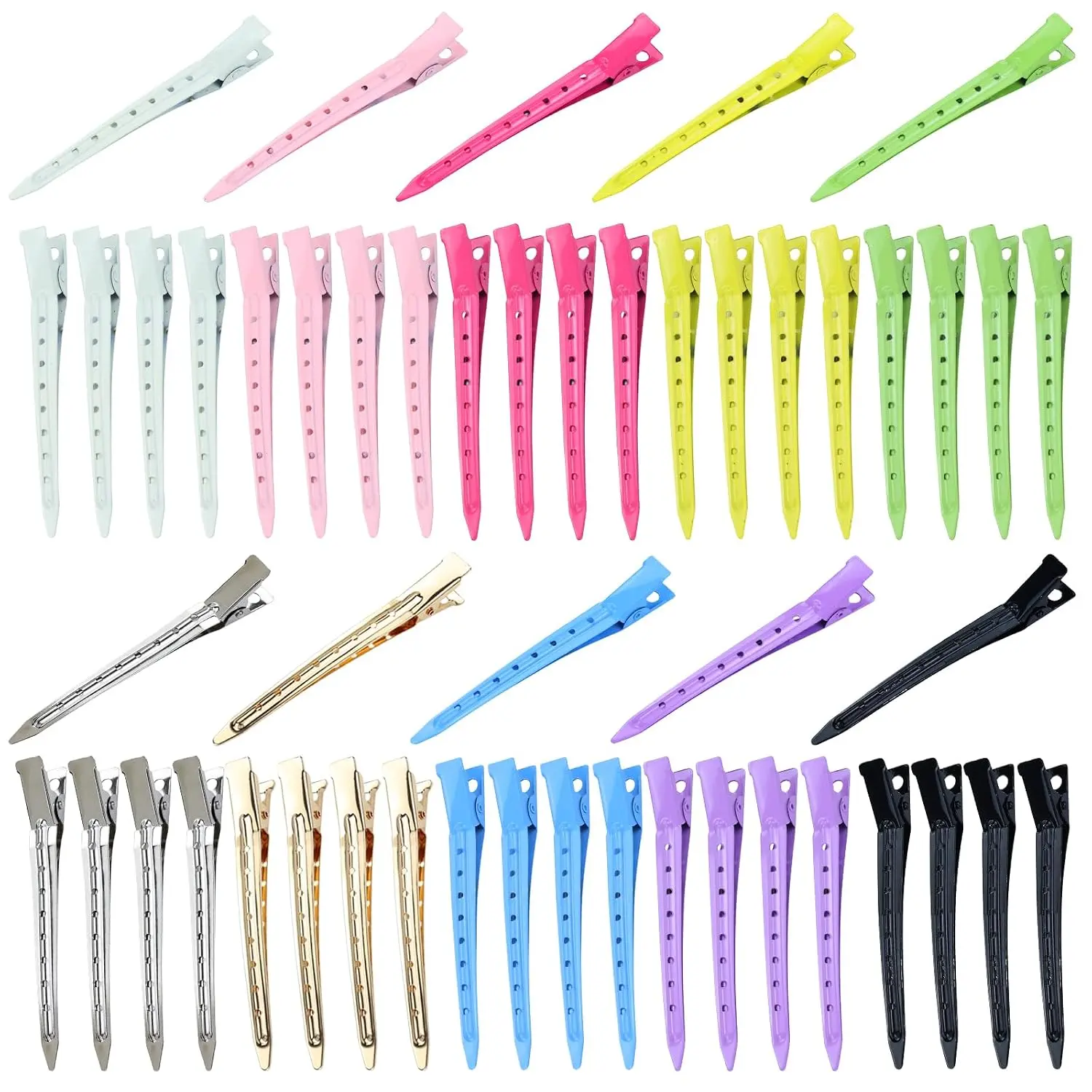 50 Pack 3.5" Metal  Hair Styling  Clips Hair Salon Duckbill Hair Sectioning Clips Crocodile Hair Pins Barrettes Accessories for Women Girls (Colorful)