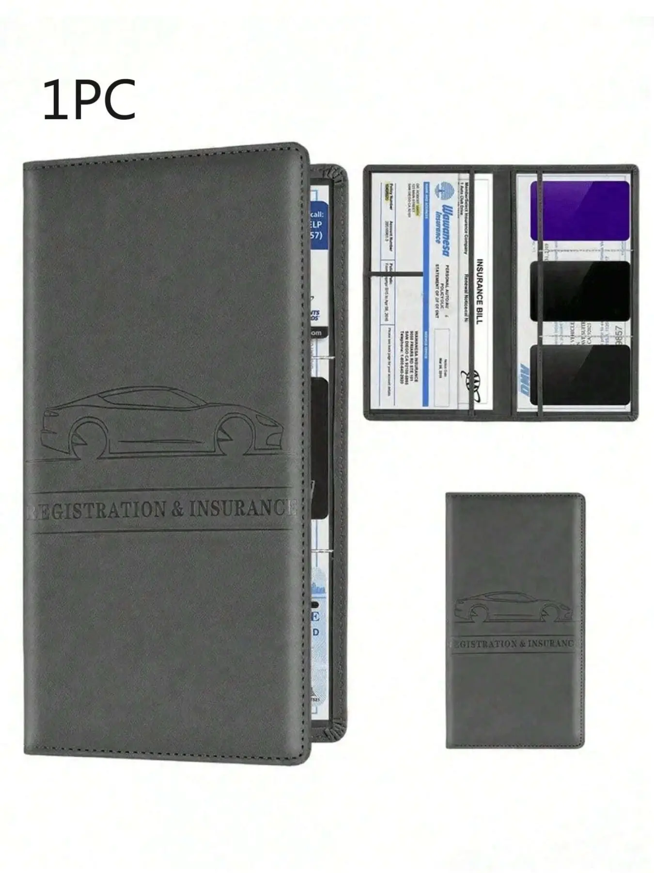 Portable Faux Leather Document Wallet for Car Papers Passport Cards, Multi-Slot Waterproof ID License Holder for Men Women, Ideal Travel Back to School Gift for Drivers
