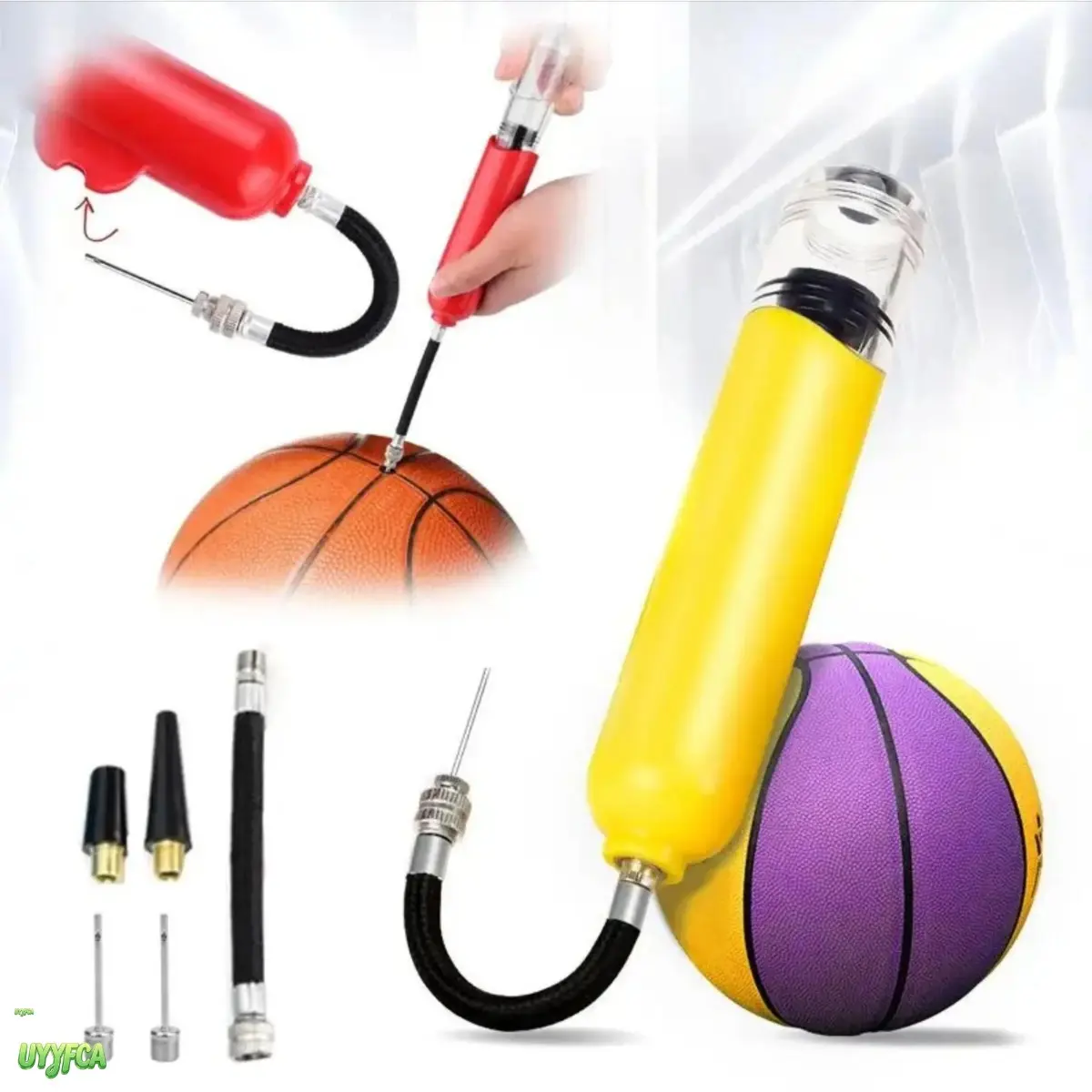 Portable Double‑Action Mini Sports Air Pump With Needle And Nozzle, Pocket‑Size Compact Inflator For Basketball And Multiple Outdoor Sport Equipment