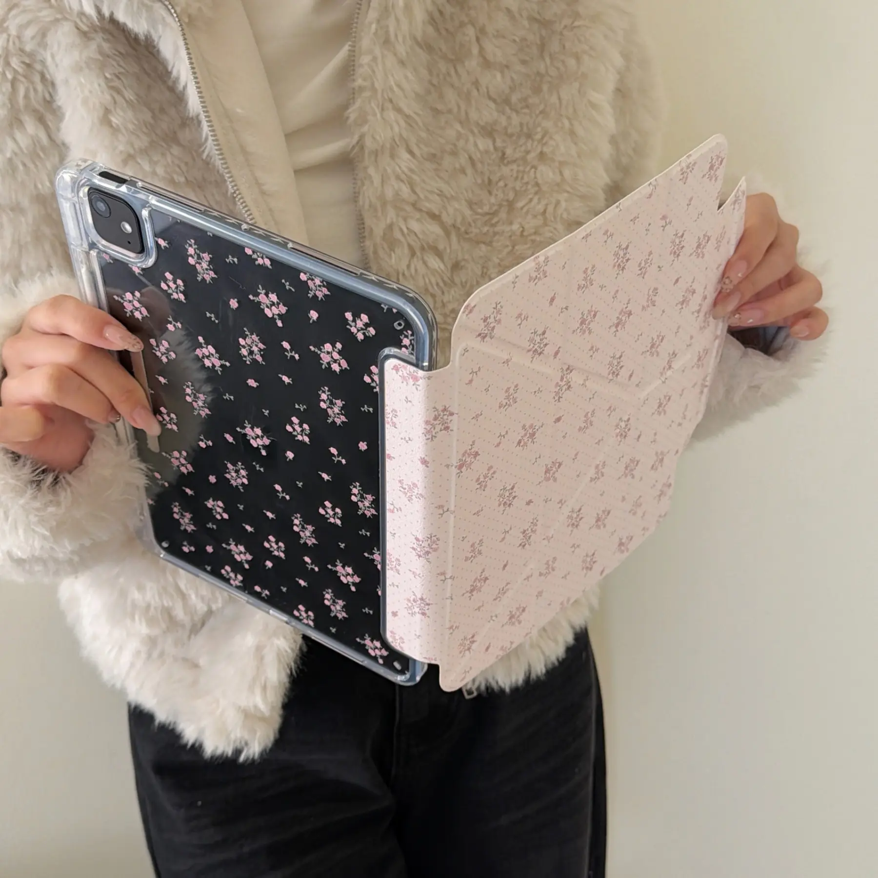Gentle pink floral tablet case for iPad 11 Gen (A16), iPad 10, AIR, PRO, with pen slot, MatePad, Xiaomi, REDMI, simple tablet case, can automatically wake up sleep