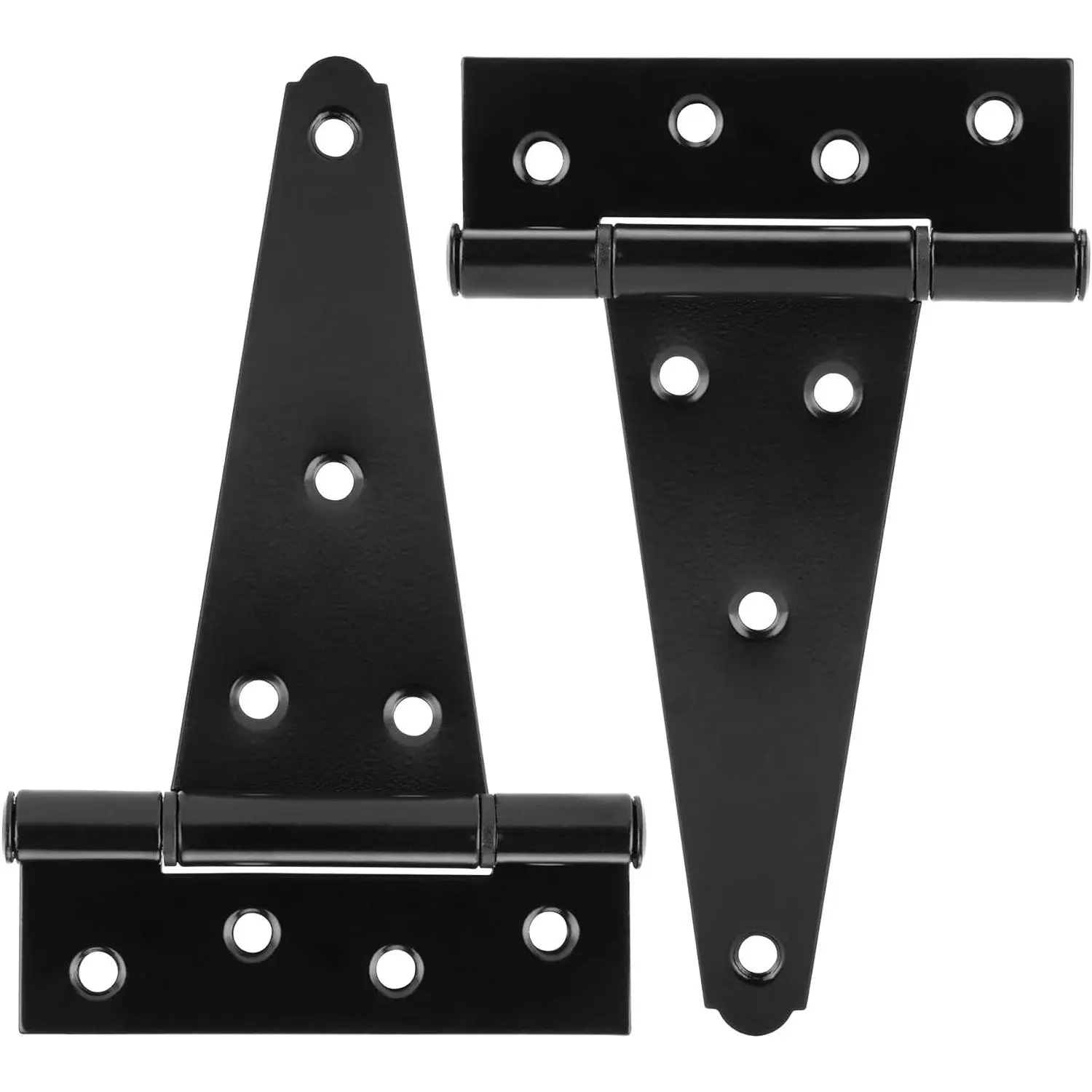 HILLMASTER 6 Inch T-Strap Heavy Duty Shed Door Hinges Gate Strap Hinges Black Tee Hinge Wrought Hardware for Wooden Fences,Yard,Barn Door,Rustproof(2 Pack)