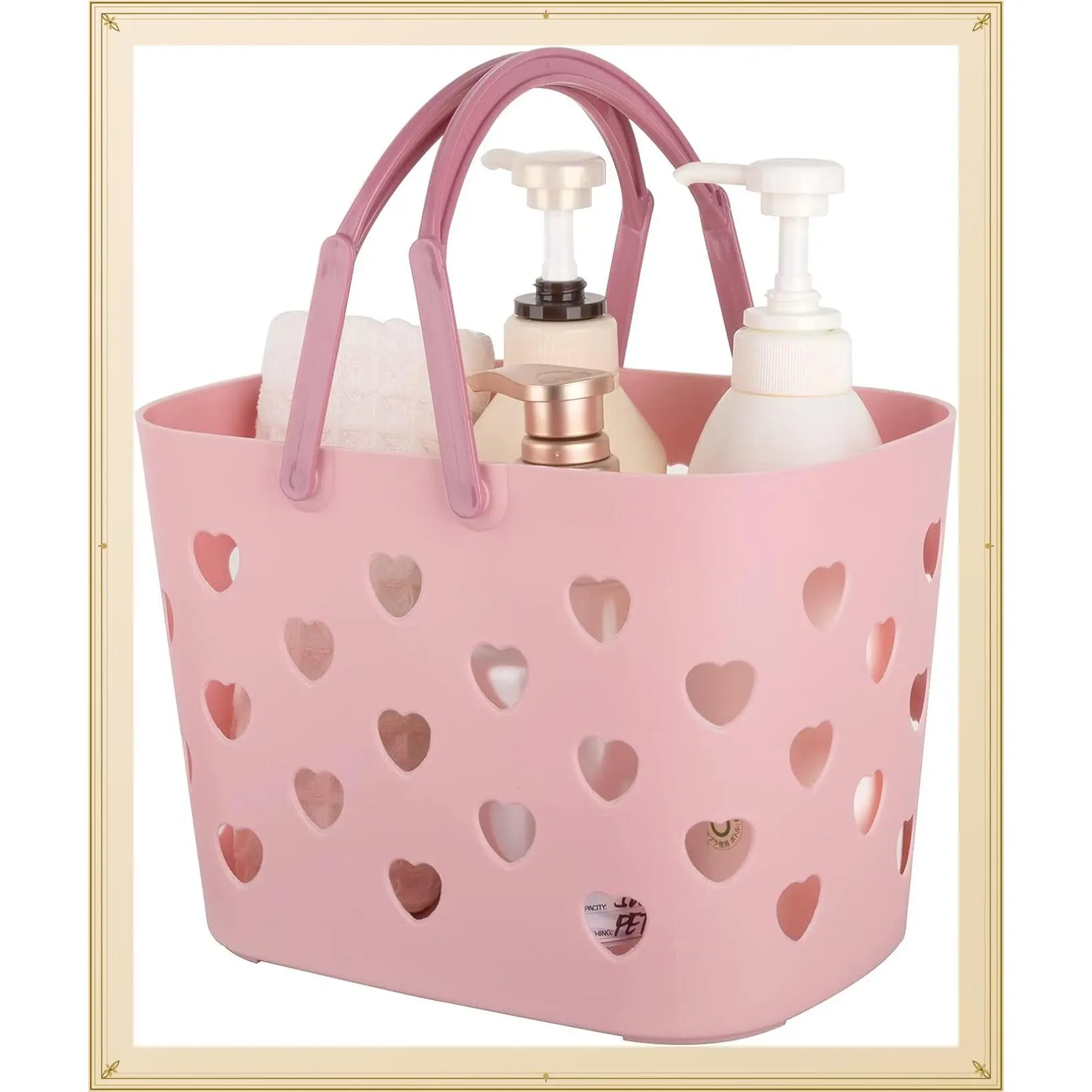 Portable Pink Plastic Shower Caddy with Handle, Bathroom Storage Organizer for College Dorm, Kitchen, Pantry, GarageGift