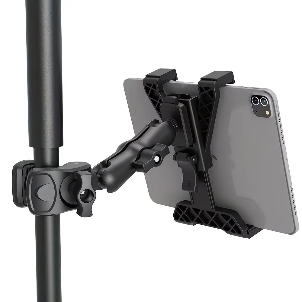PLDHPRO Adjustable Universal Tablet Stand with Microphone Holder, Compatible with 7-11 Inch Devices, Ideal for Treadmills and Exercise Bikes