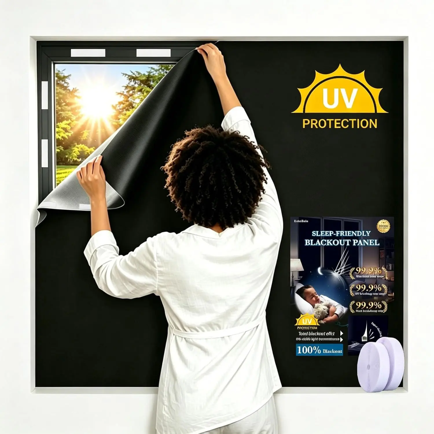 Portable Full-Length Blackout Curtains (57in*118in) - UV Protection, Customizable, Bedroom Use for Baby Nursery & Travel