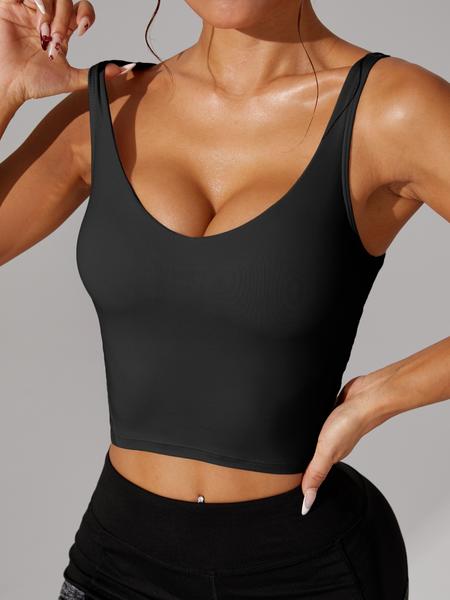 Cross-Border Wide Strap Sports Bra, Shark Skin Feel Yoga Bra, Running Workout Bras, Slim Fit Elastic Gym Top for All Seasons, Comfortable Workout Wear