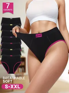 Morelect High-Waist Colorblock Women's Underwear, 7-Pack, Breathable Elastic, Comfortable Triangle Panties, Sizes S-Xxl