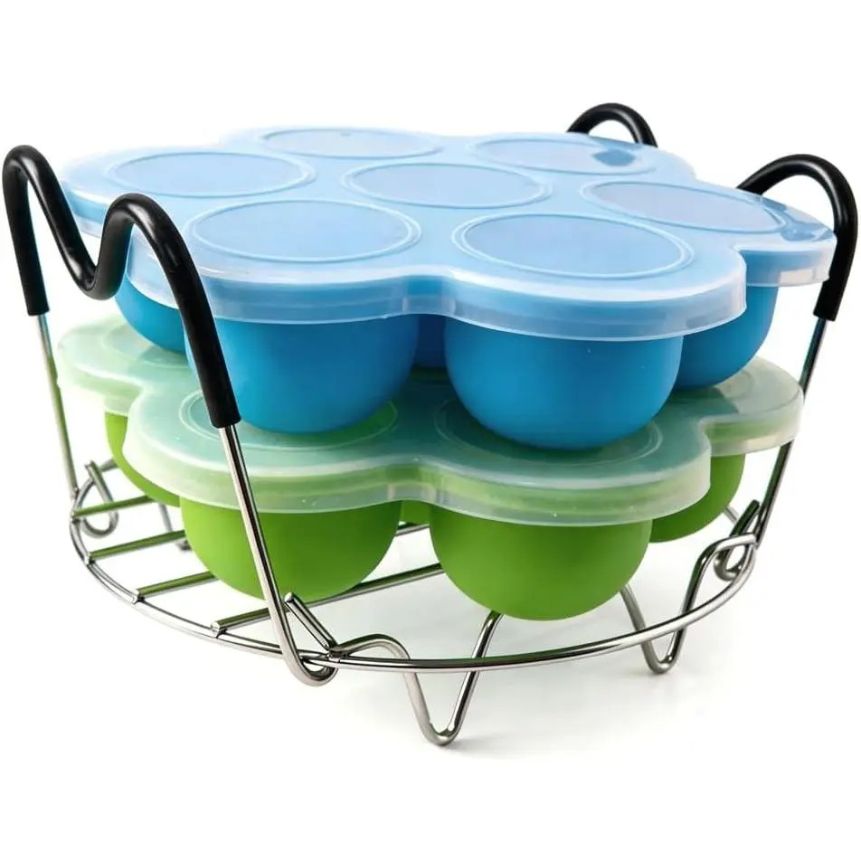 Silicone Egg Bites Molds Set With Steamer Rack Trivet For Instant Pot, 3QT & 6QT (3QT)