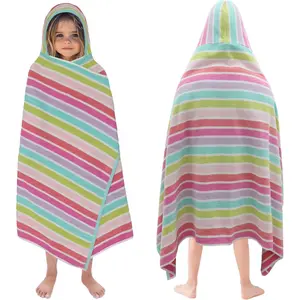 Hooded Bath Towel Wrap - 100% Cotton Terry Large Oversized Hooded Kids Towel - Toddler Shower Pool Beach Towel - Super Soft Plush Absorbent Quick Dry Easy Care Gift 30x60 Pink Multi