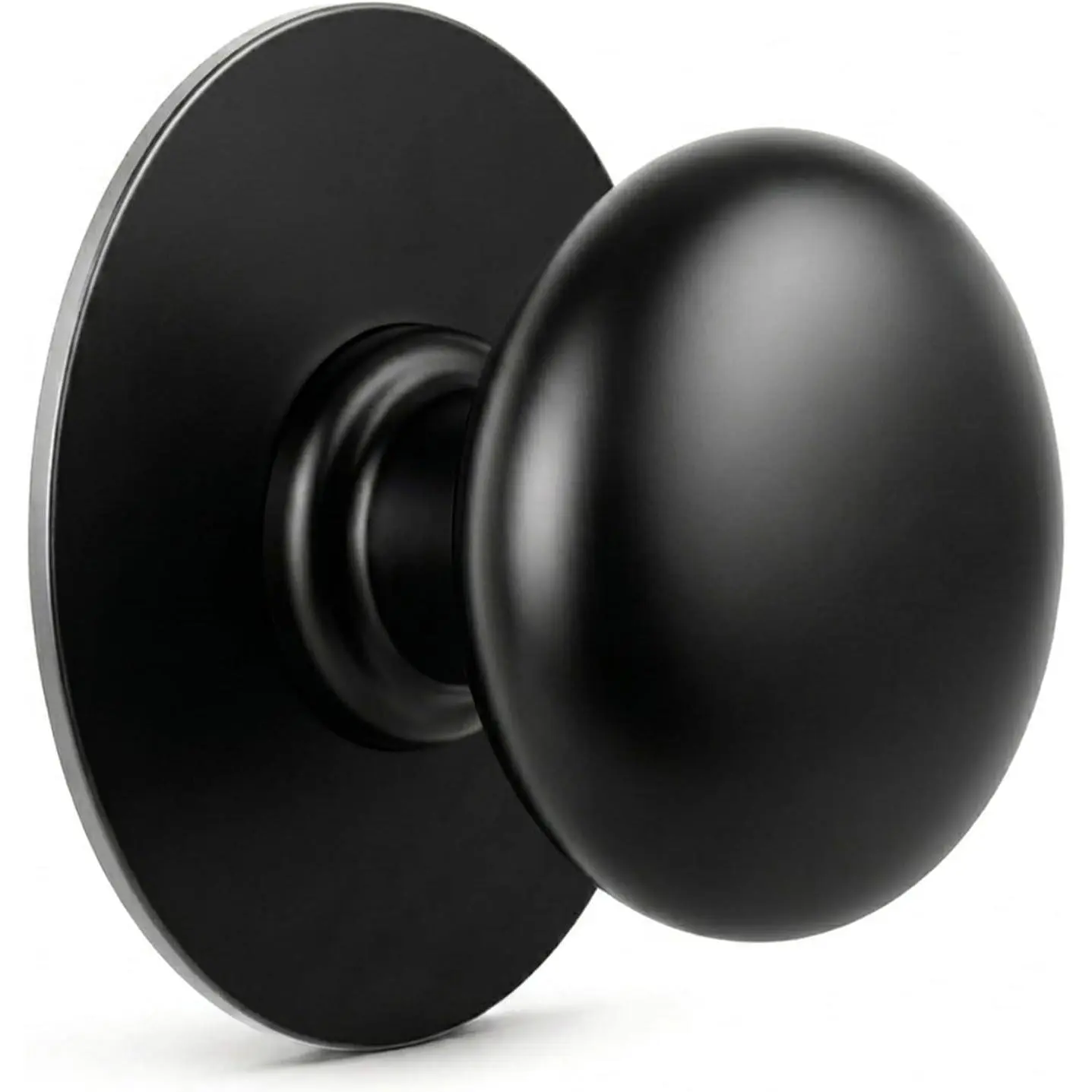2-Pack 1.2" Matte Black Bifold Closet Cabinet Knobs Backplates | 1.2” matte black pull knobs with round wide base for dresser drawers, kitchen cabinets, bi-fold pantry doors and sideboards