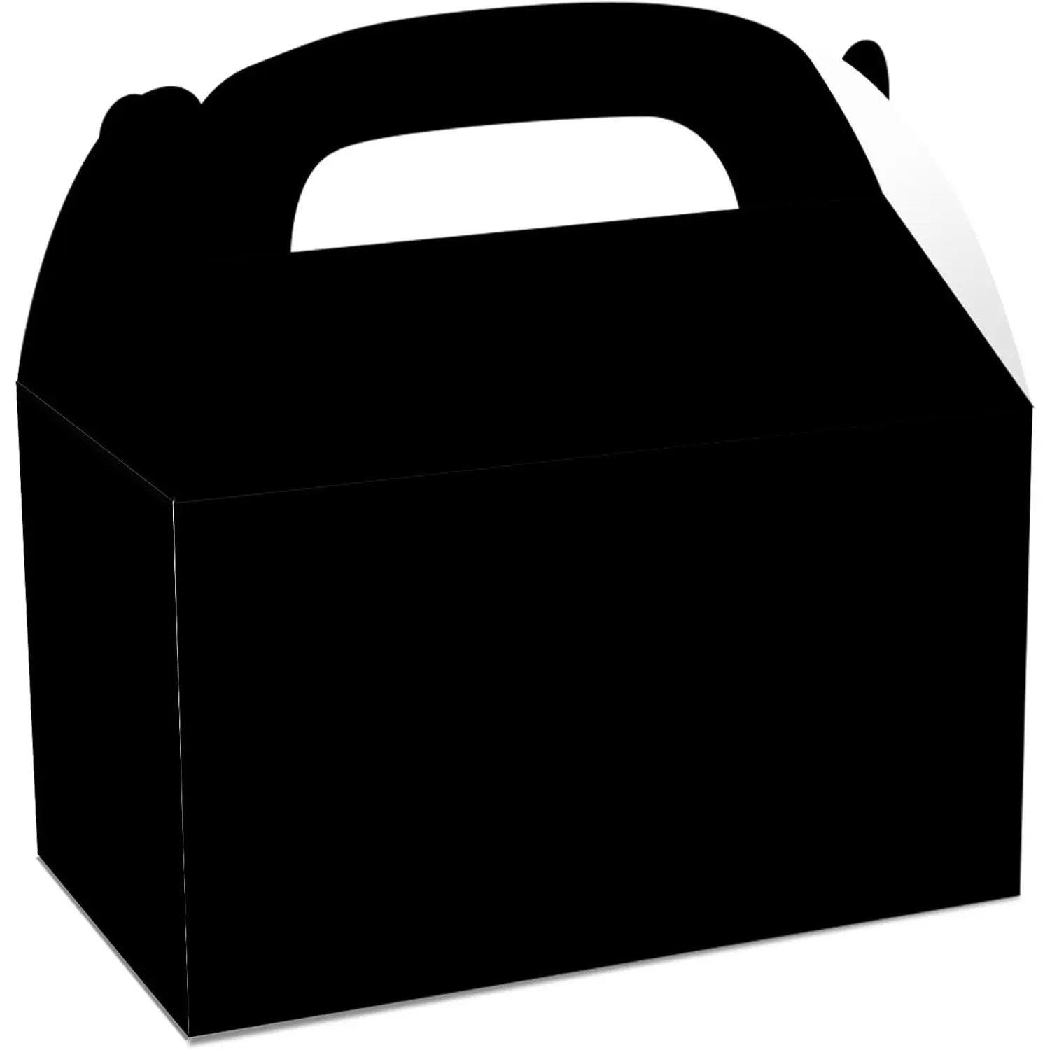 12 count Party Favor Boxes,   Paper Candy  Boxes with Handles, Sturdy Goodie  Boxes for Birthday Party Decorations Supplies, Holiday Events, and Snacks (Black)