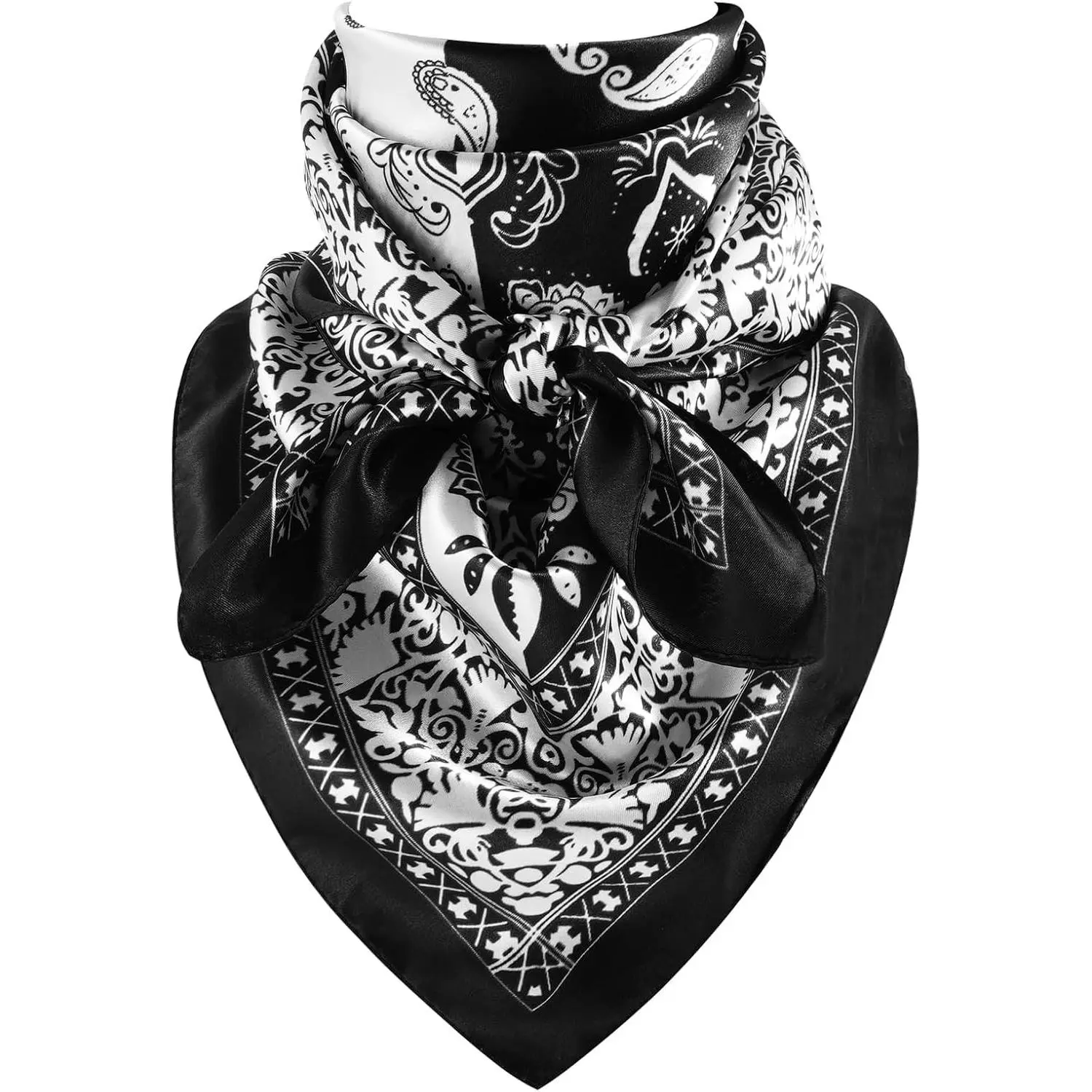 35 Inch Wild Rag Cowboy Scarves for Men, Large Rancher Neckerchief Silk Feel, Oversize Western Bandana