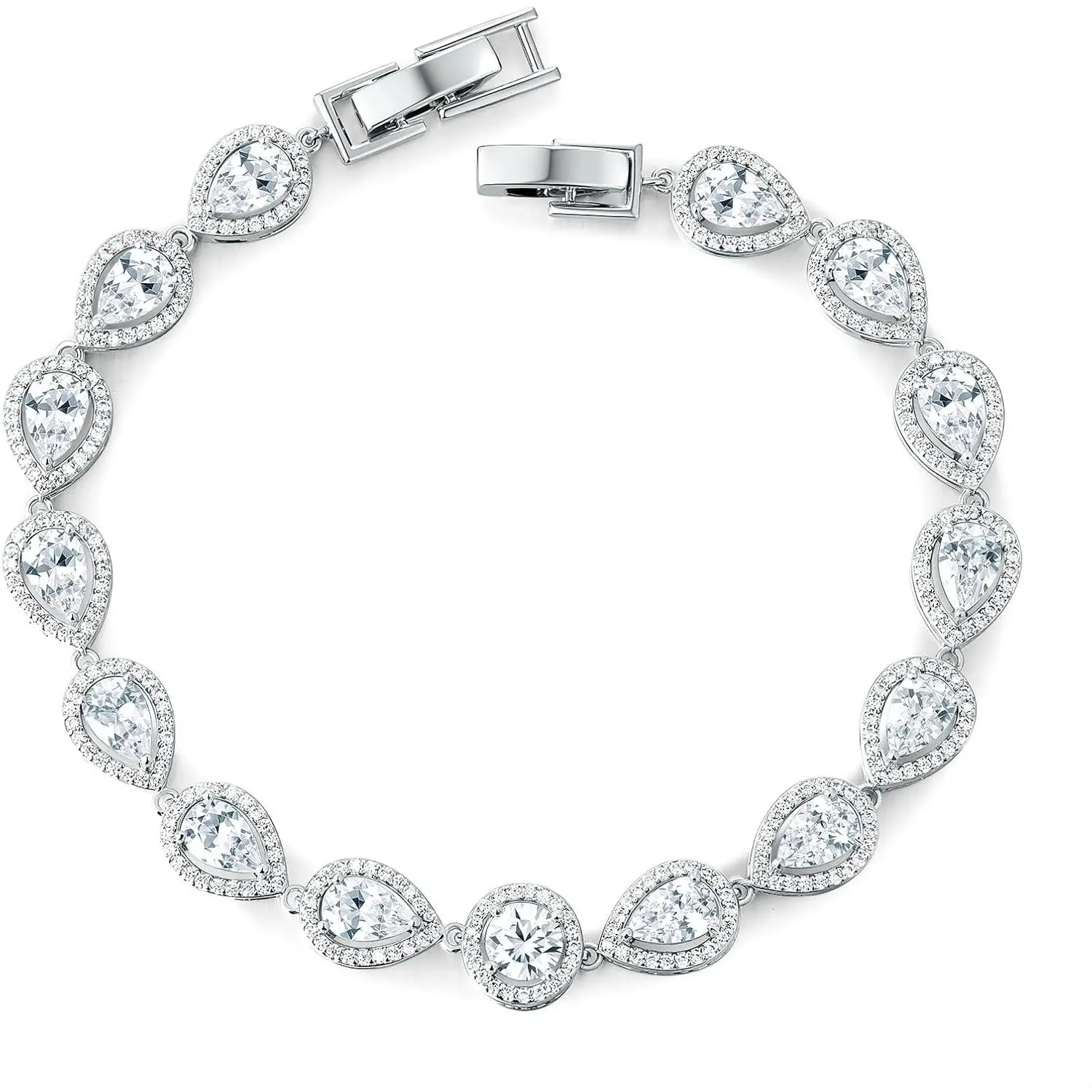 Gemsme Tennis Bracelets for Women - 18K White Gold Plated Wedding Bridal Bracelet for Brides Bridesmaids, Classic Cubic Zirconia Tennis Bracelets for Wedding, Prom, Party, Jewelry Gift